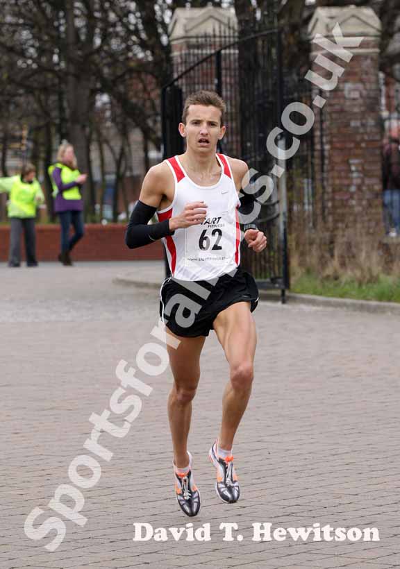 Nick Samuels finishing 3rd in the Wallsend Harriers Terry O'Gara Memorial 5k Road Race.